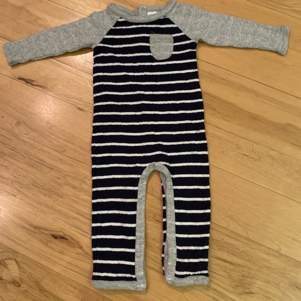 Nordstrom navy and grey cozy one piece romper